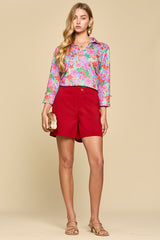 Tropical Bloom Collared Top