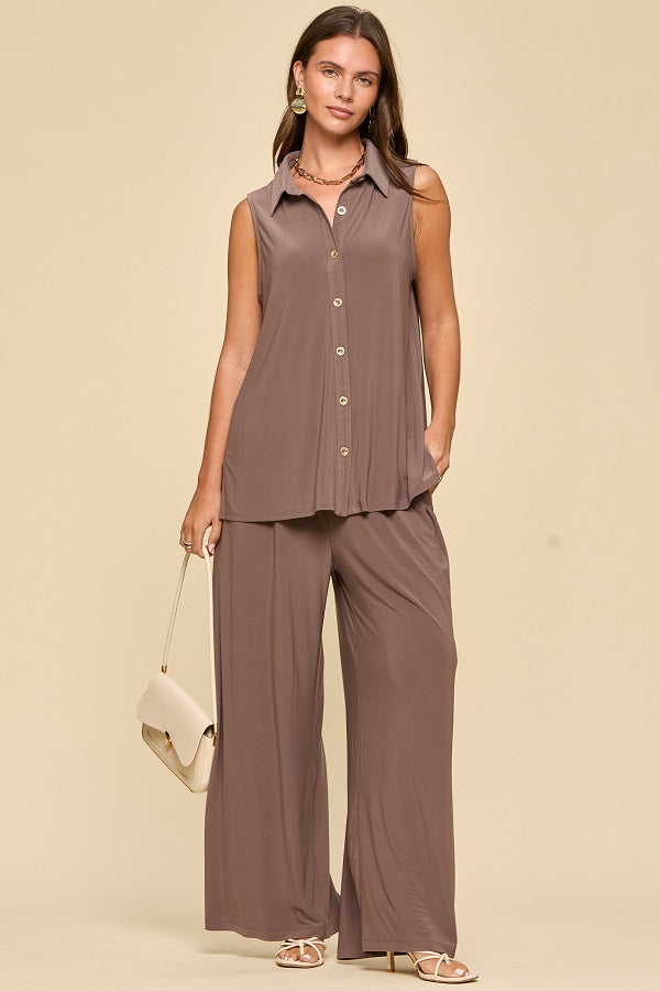Shoreline Sleeveless Lounge Set - Mocha