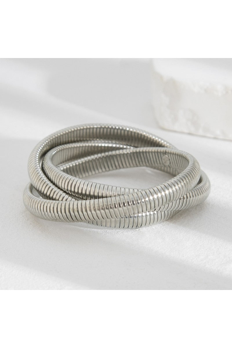 Aurora Drop Bangle - Silver Serpent
