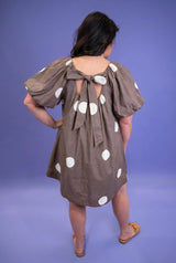 Polka Dot Knot-Back Mini Dress