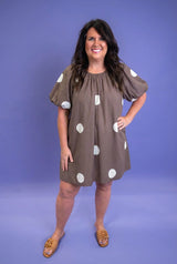Polka Dot Knot-Back Mini Dress