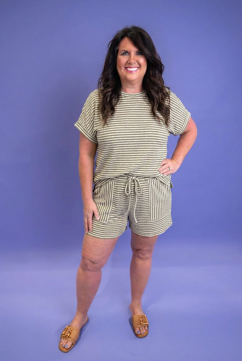 Breezy Textured Knit Stripe Set