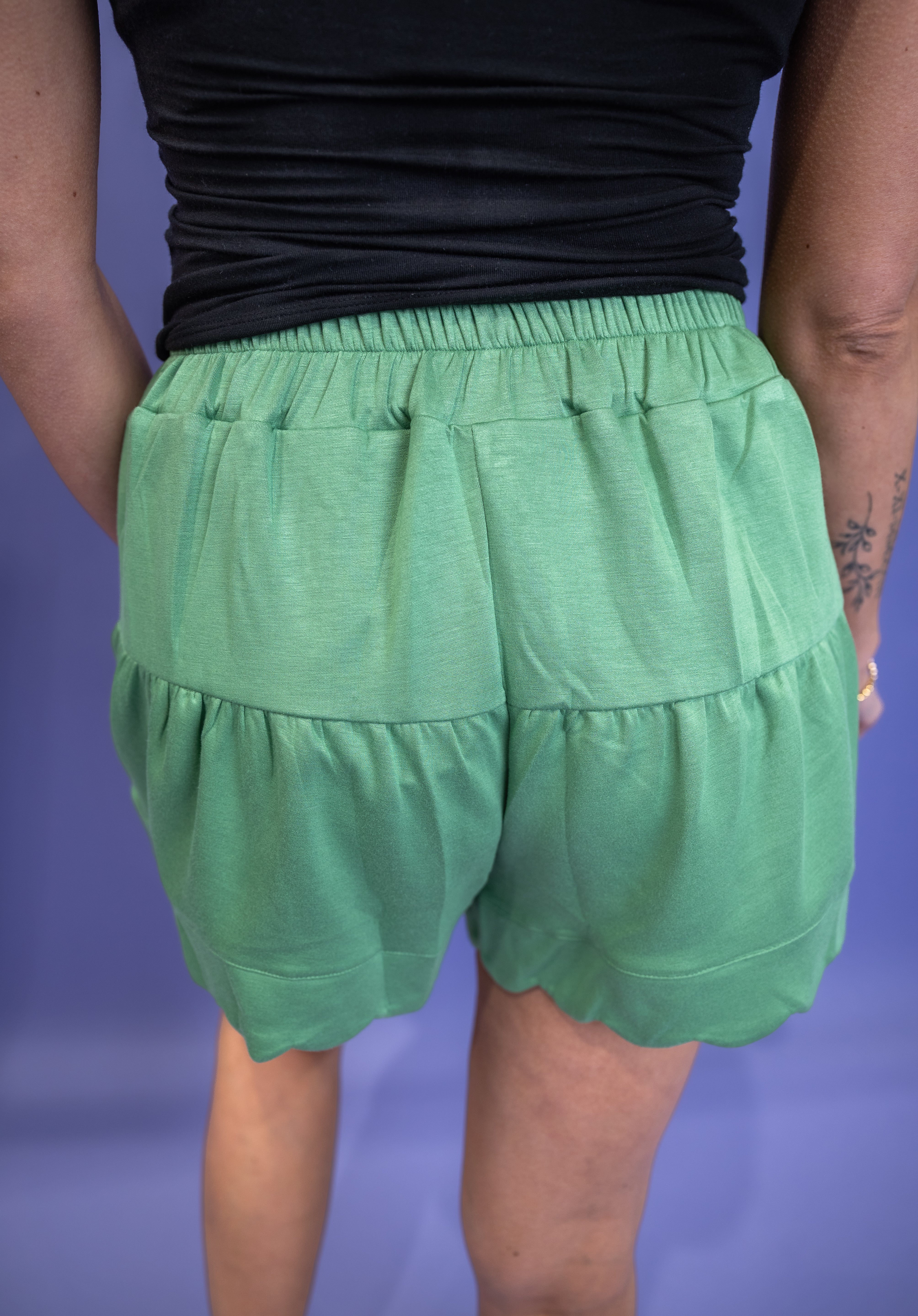 Scalloped High-Waisted Button Shorts