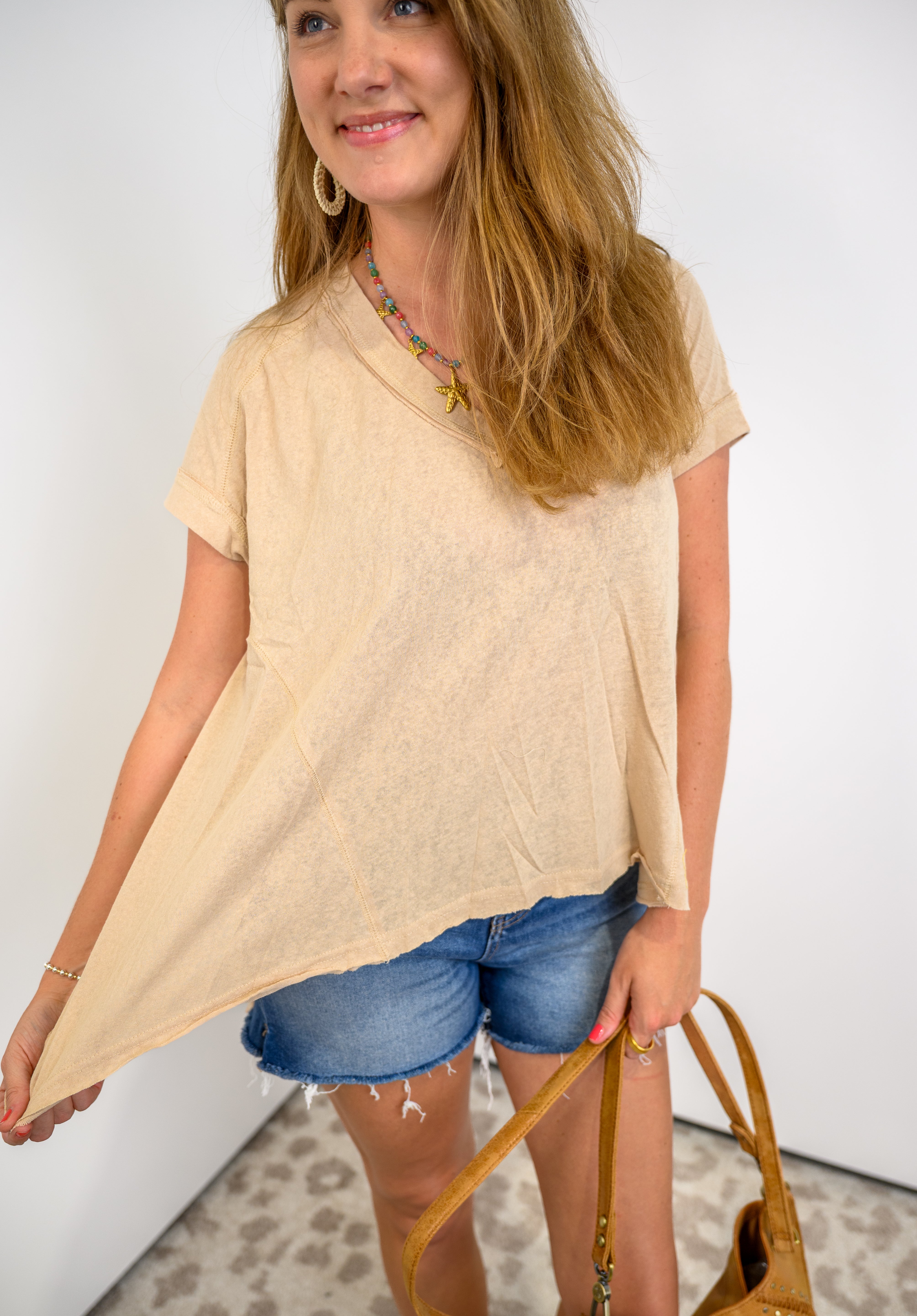 Scoop Hem Muse Top - Sand