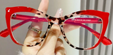 Cat Eye Blue Blockers - Red Leopard