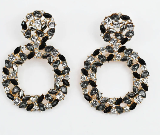 Treasure Jewels Just Being Dramatic Statement Earrings - Black