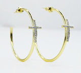 Treasure Jewels Golden Crossed Grace Hoops