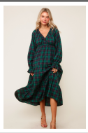 Maple Lane Plaid Maxi Dress
