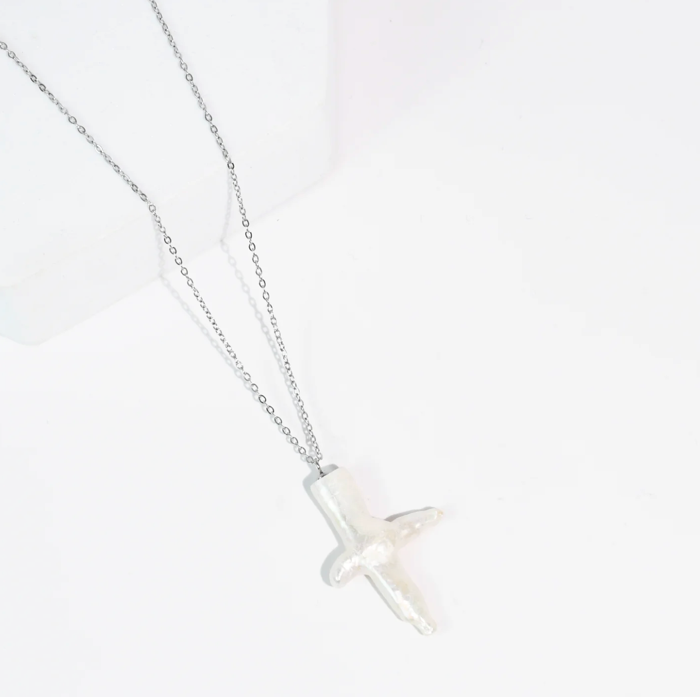 Treasure Jewels Heavenly Pearl Cross Necklace Silver *Final Sale*