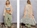 Patchwork Boho Duster - Peach