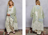 Patchwork Boho Duster - Olive