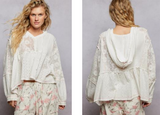 Lace Panel Peplum Hooded Top