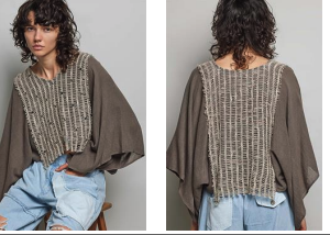 Crochet Panel Draped Sleeve Top