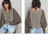 Crochet Panel Draped Sleeve Top