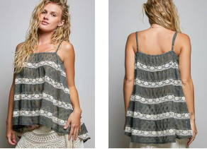 Layered Lace Trim Swing Cami - EOS Final Sale