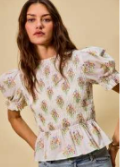 Garden Charm Peplum Top - EOS Final Sale