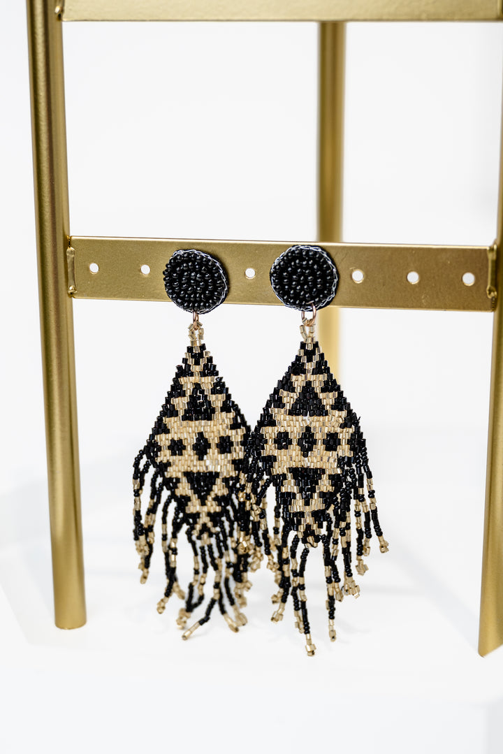 Seed Bead Triangle Fringe Earrings
