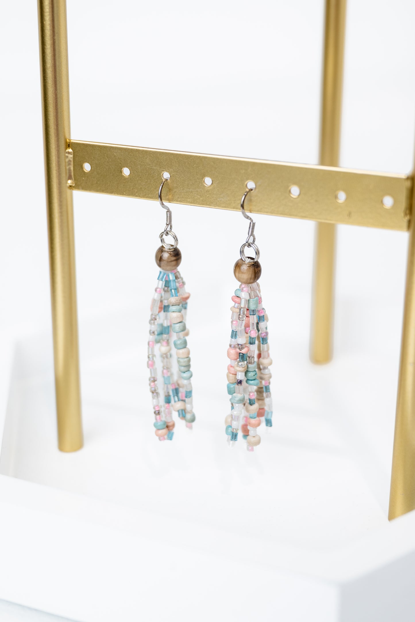 Seedbead Linear Fringe Earrings