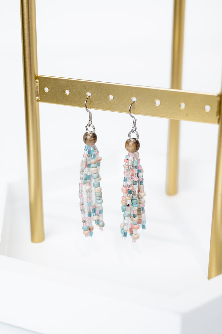 Seedbead Linear Fringe Earrings