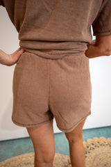 Side-Slit Terry Knit Shorts - Mocha
