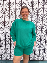 Slub Pullover & Shorts Set - Green