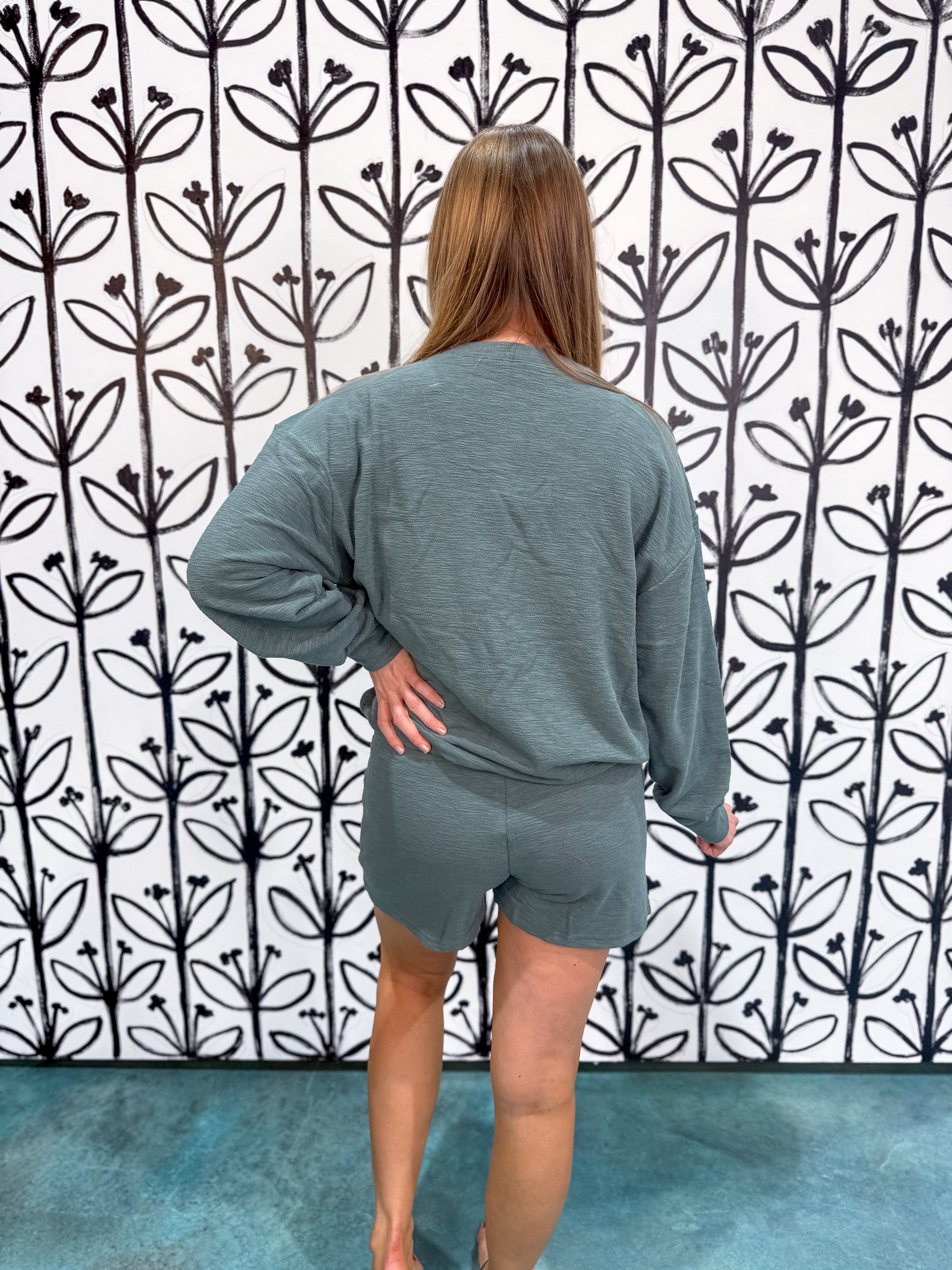 Slub Pullover & Shorts Set - Jade