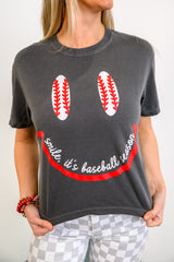 Smile It's Baseball Season Cropped Tee