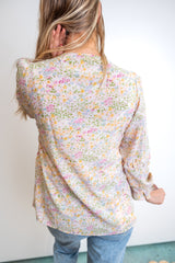 Smocked Yoke Floral Ruffle Blouse