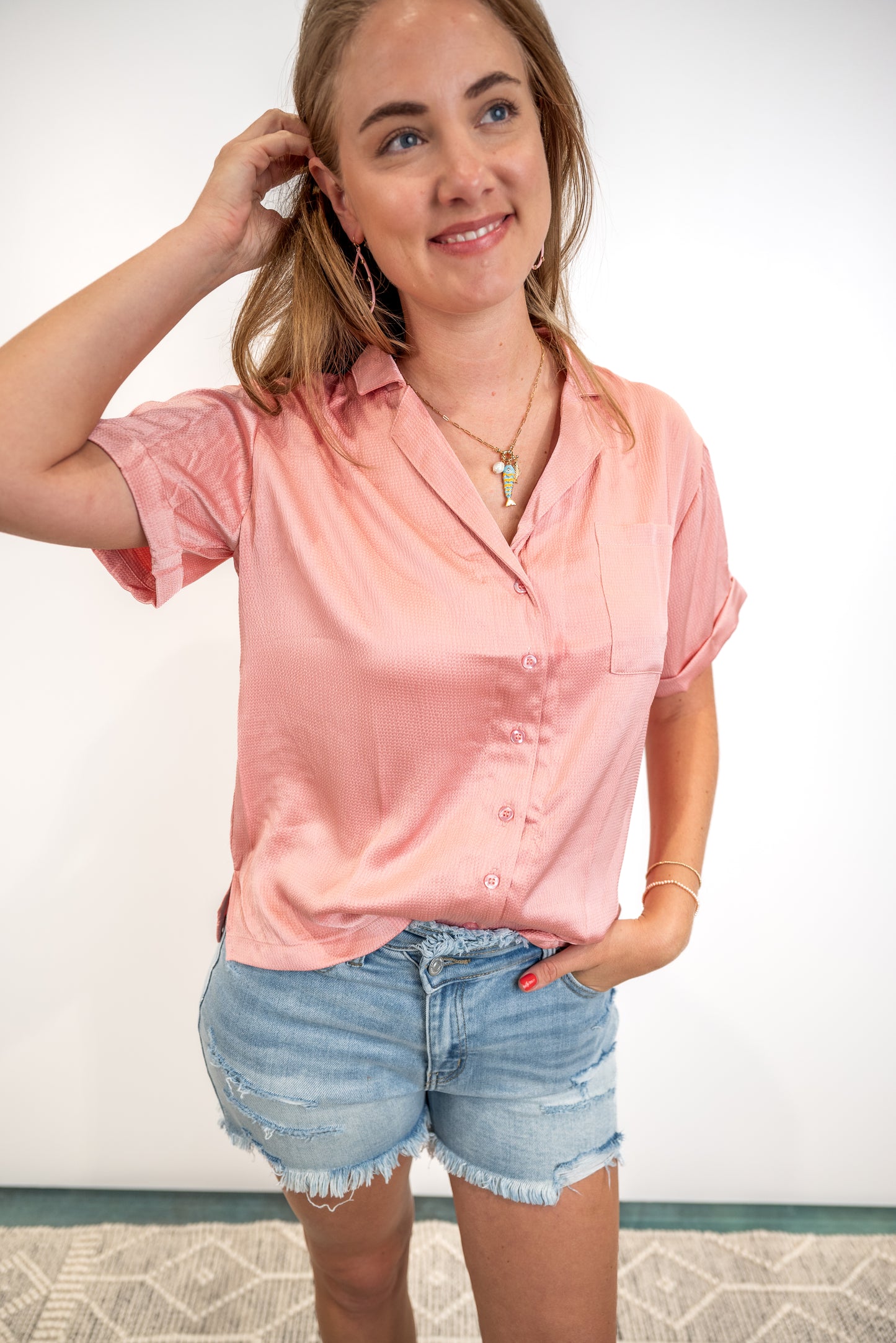 Soft Glam Satin Top - Blush *Final Sale*