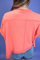 Soft Rhythm Textured Top - Coral