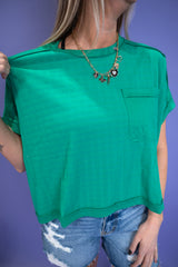 Soft Rhythm Textured Top - Kelly Green