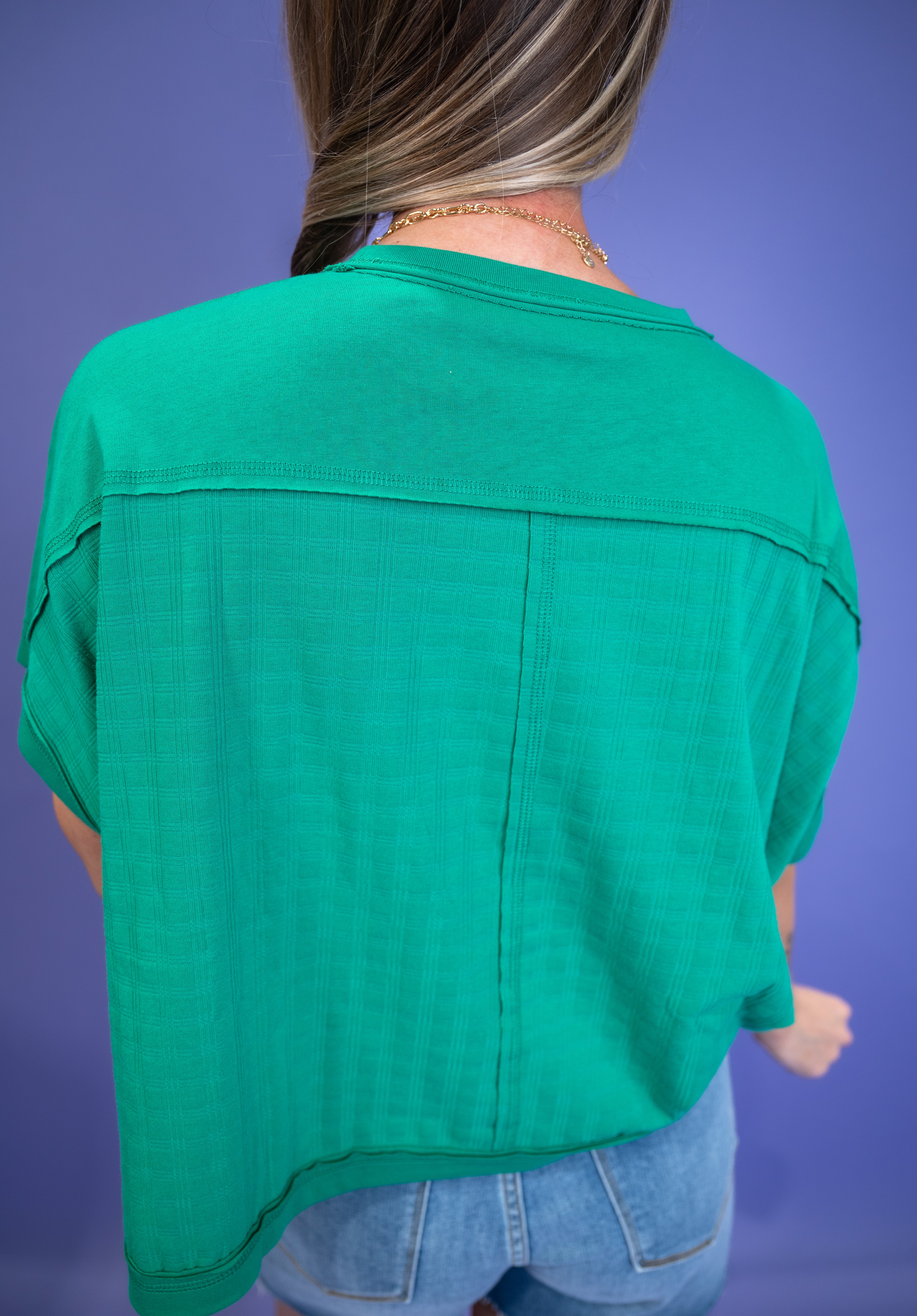 Soft Rhythm Textured Top - Kelly Green