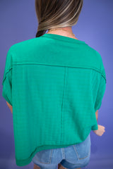 Soft Rhythm Textured Top - Kelly Green