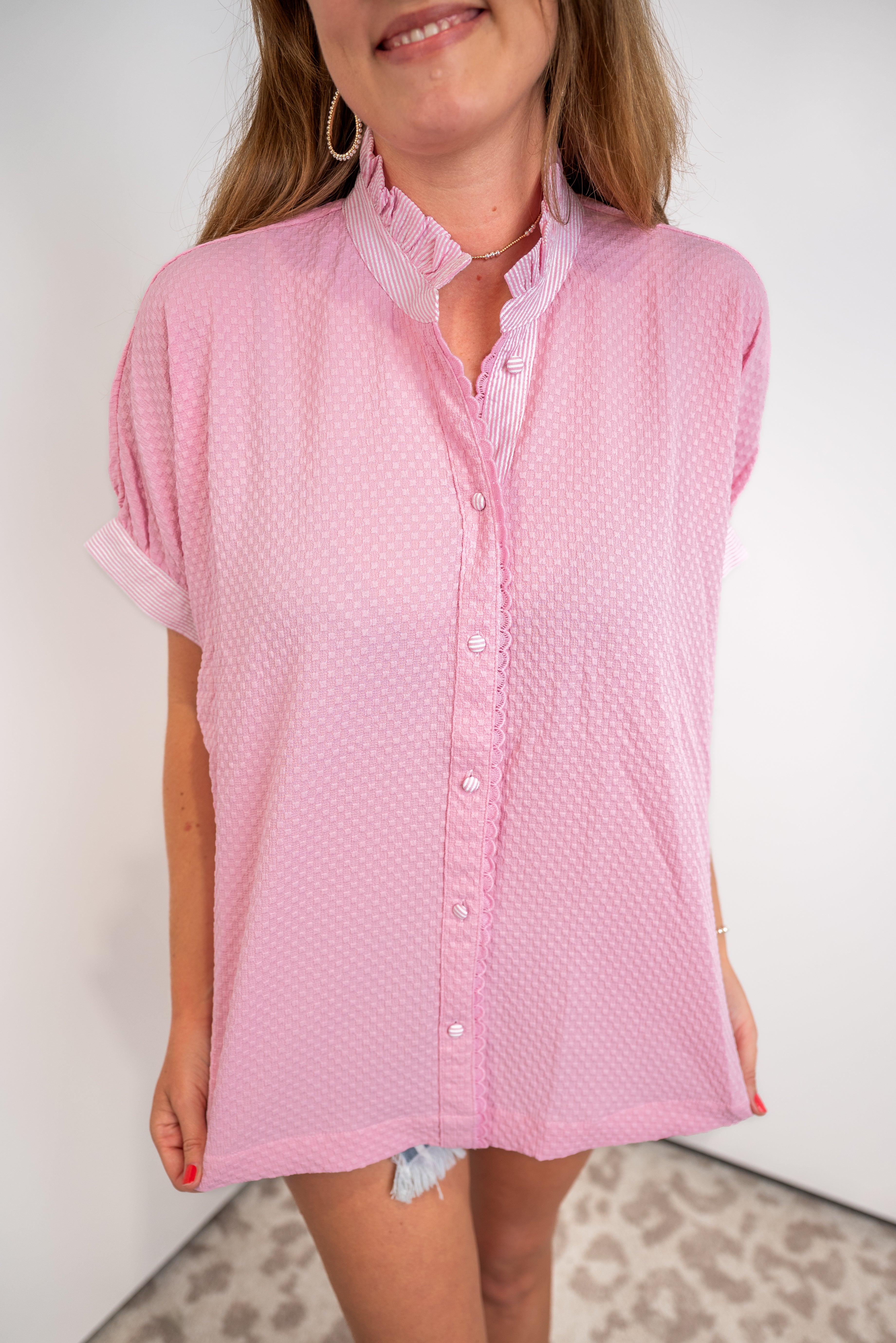 Soft Tailor Texture Top - Pink