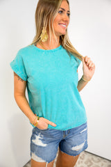 Soft Waves Crinkle Top - Turquoise DOORBUSTER
