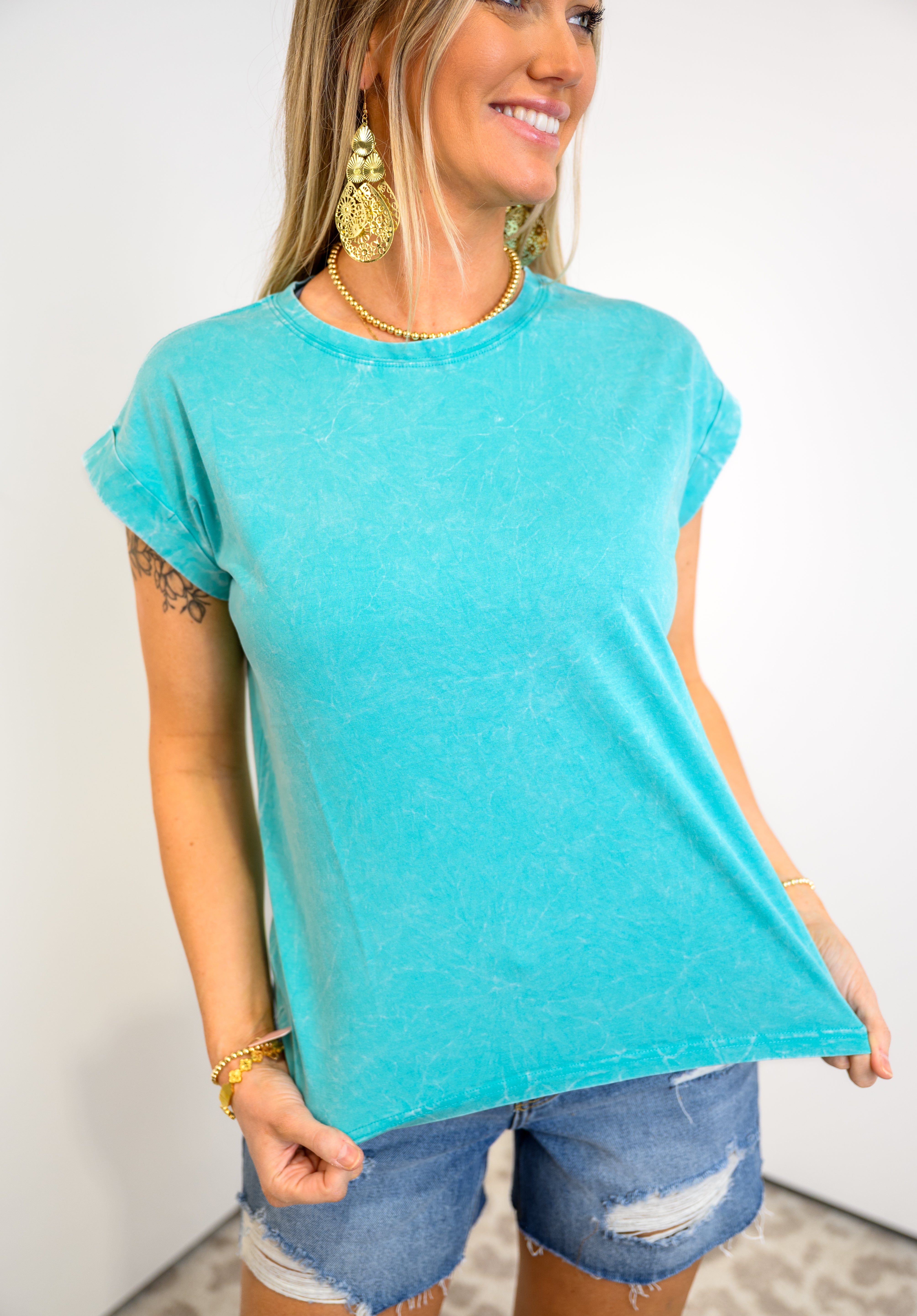 Soft Waves Crinkle Top - Turquoise DOORBUSTER