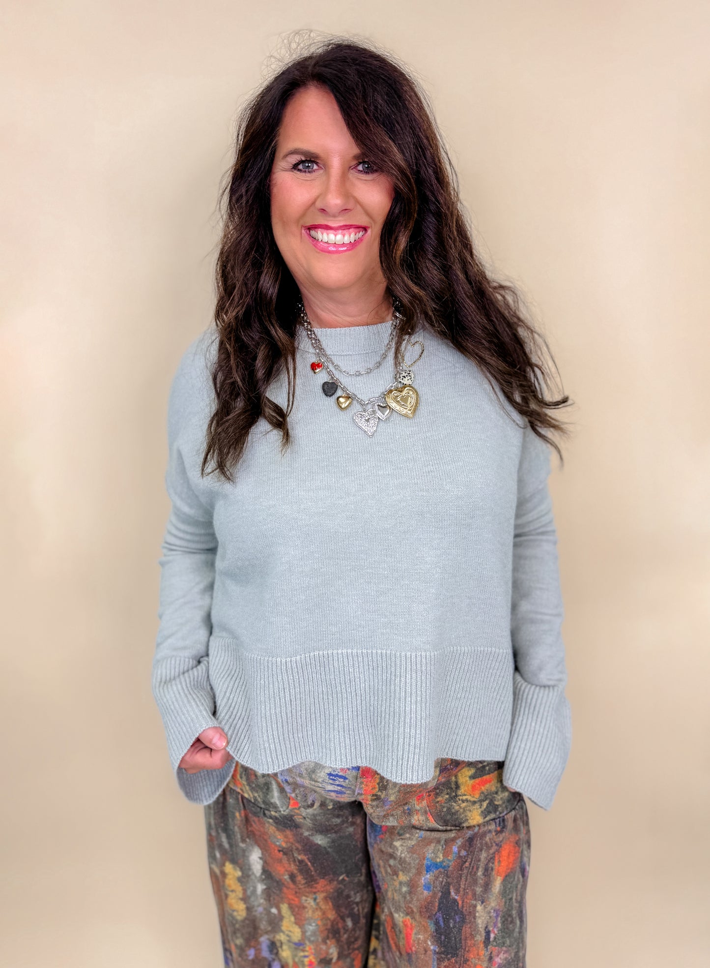 Solid Color Flared Sleeves Sweater