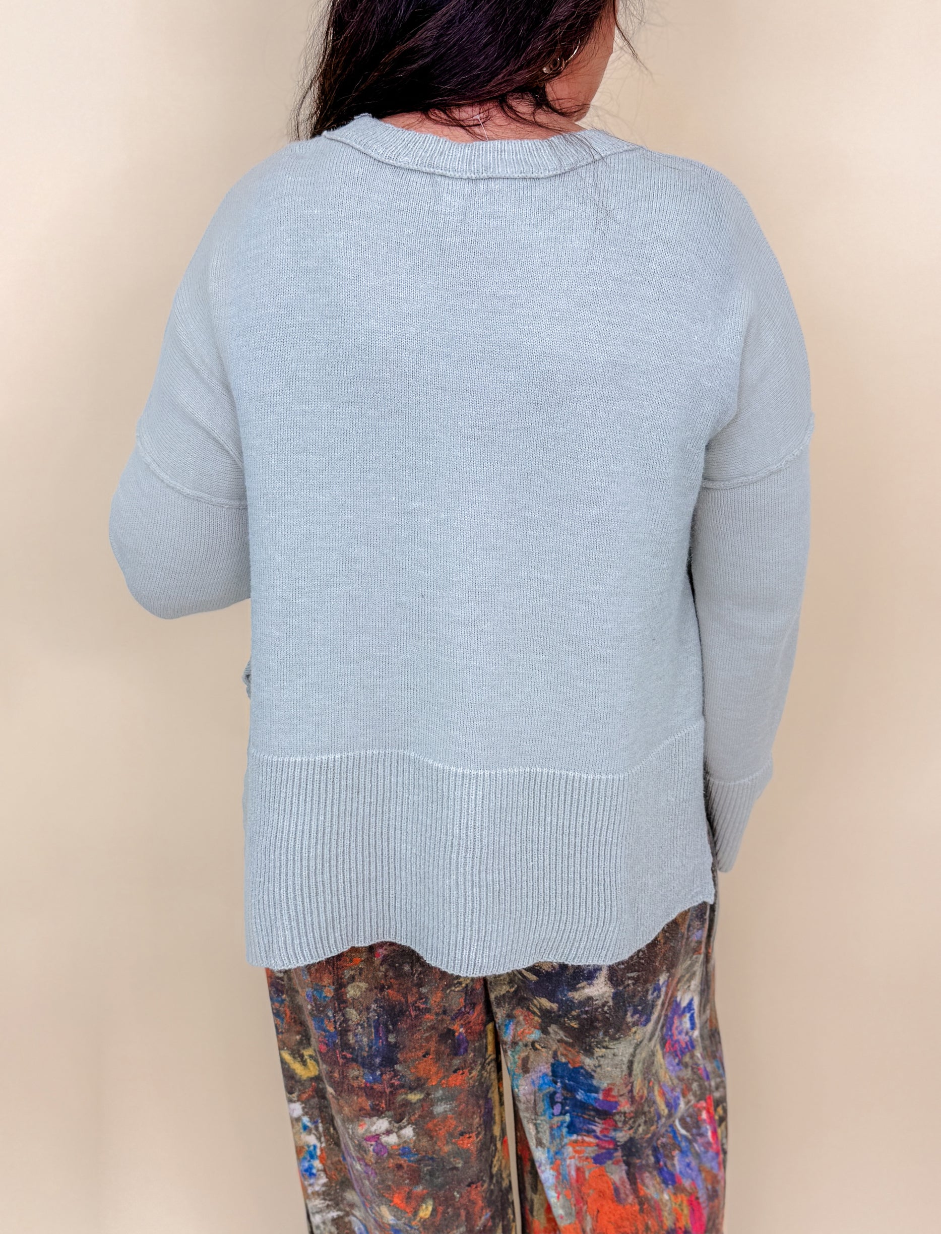 Solid Color Flared Sleeves Sweater