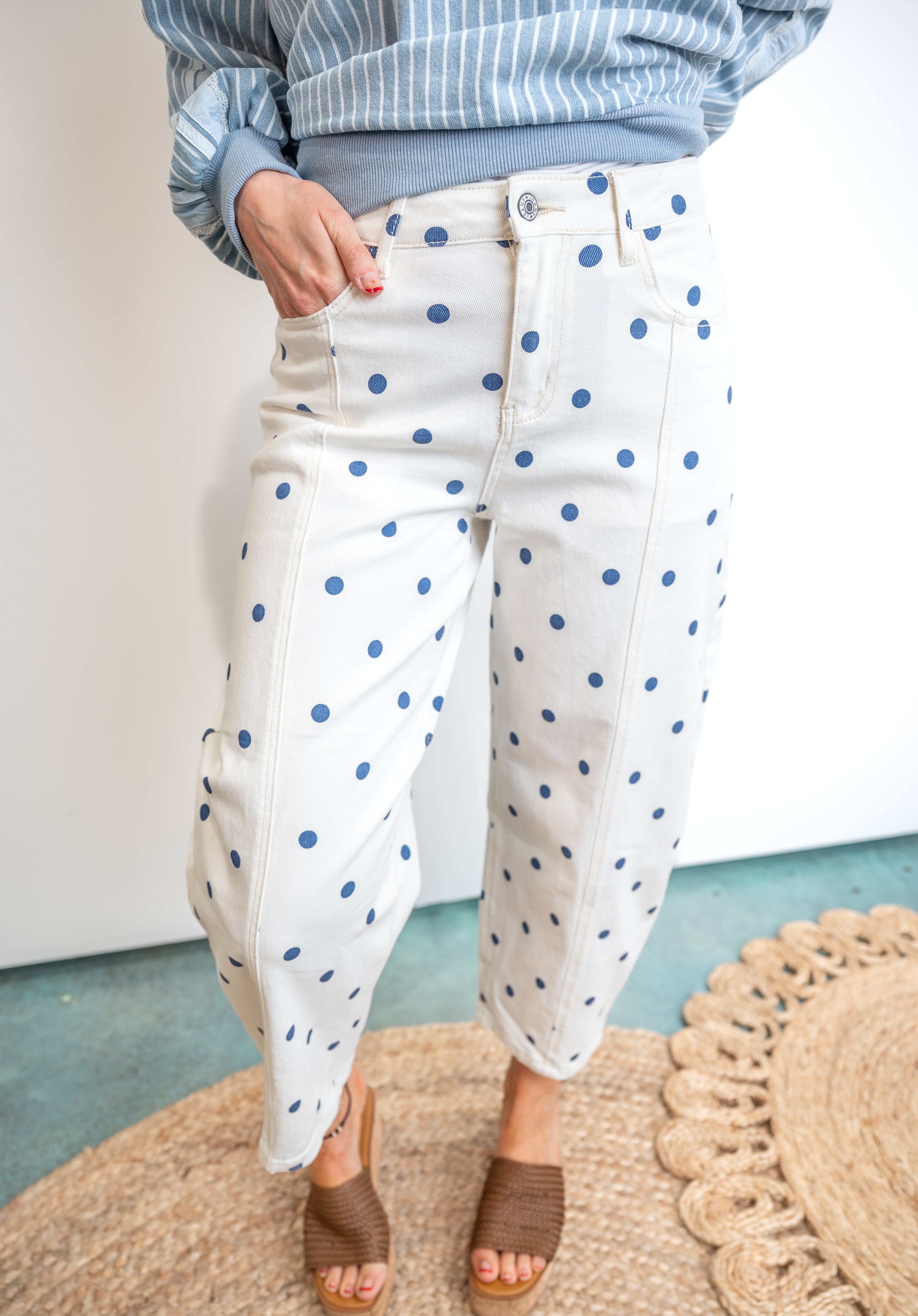 Spotlight Barrel Jeans - Blue Dot