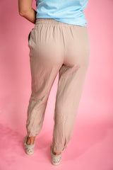 Street Luxe Ruched Joggers - Beige *Final Sale*