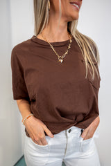 Street Seam Boxy Top - Brown DOORBUSTER