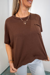 Street Seam Boxy Top - Brown DOORBUSTER