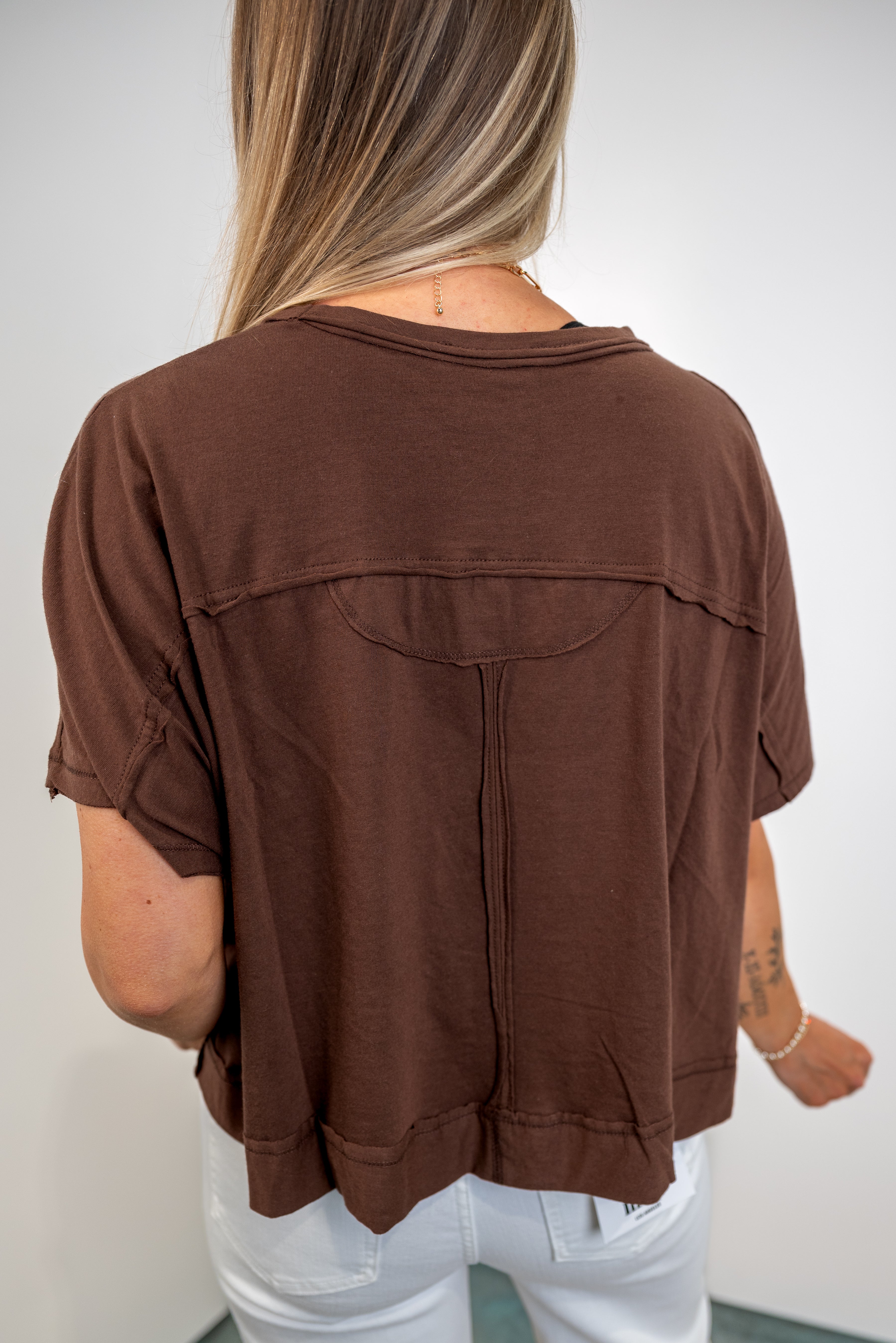 Street Seam Boxy Top - Brown DOORBUSTER