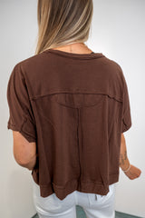 Street Seam Boxy Top - Brown DOORBUSTER