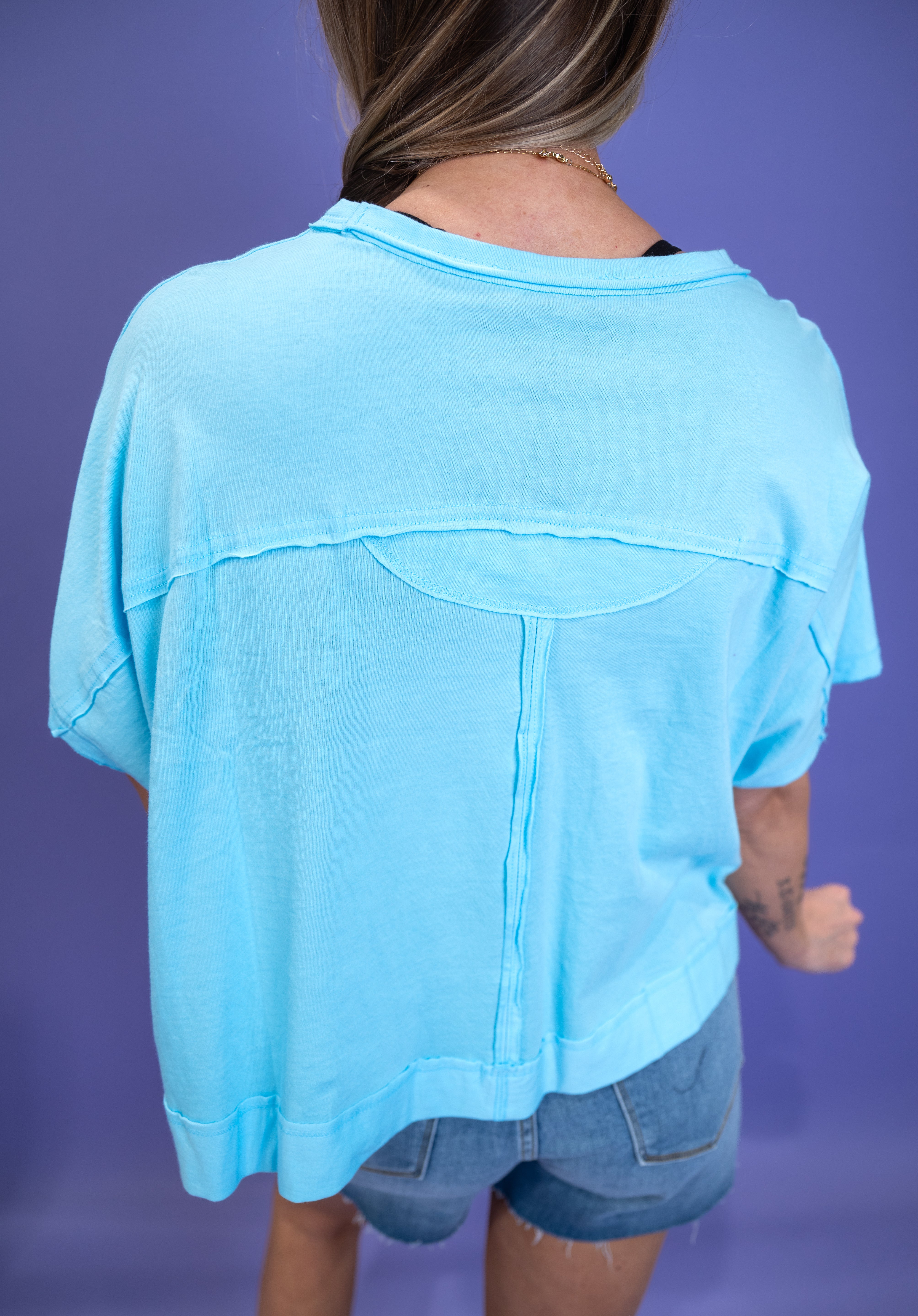 Street Seam Boxy Top - Sky Blue DOORBUSTER