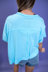 Street Seam Boxy Top - Sky Blue DOORBUSTER