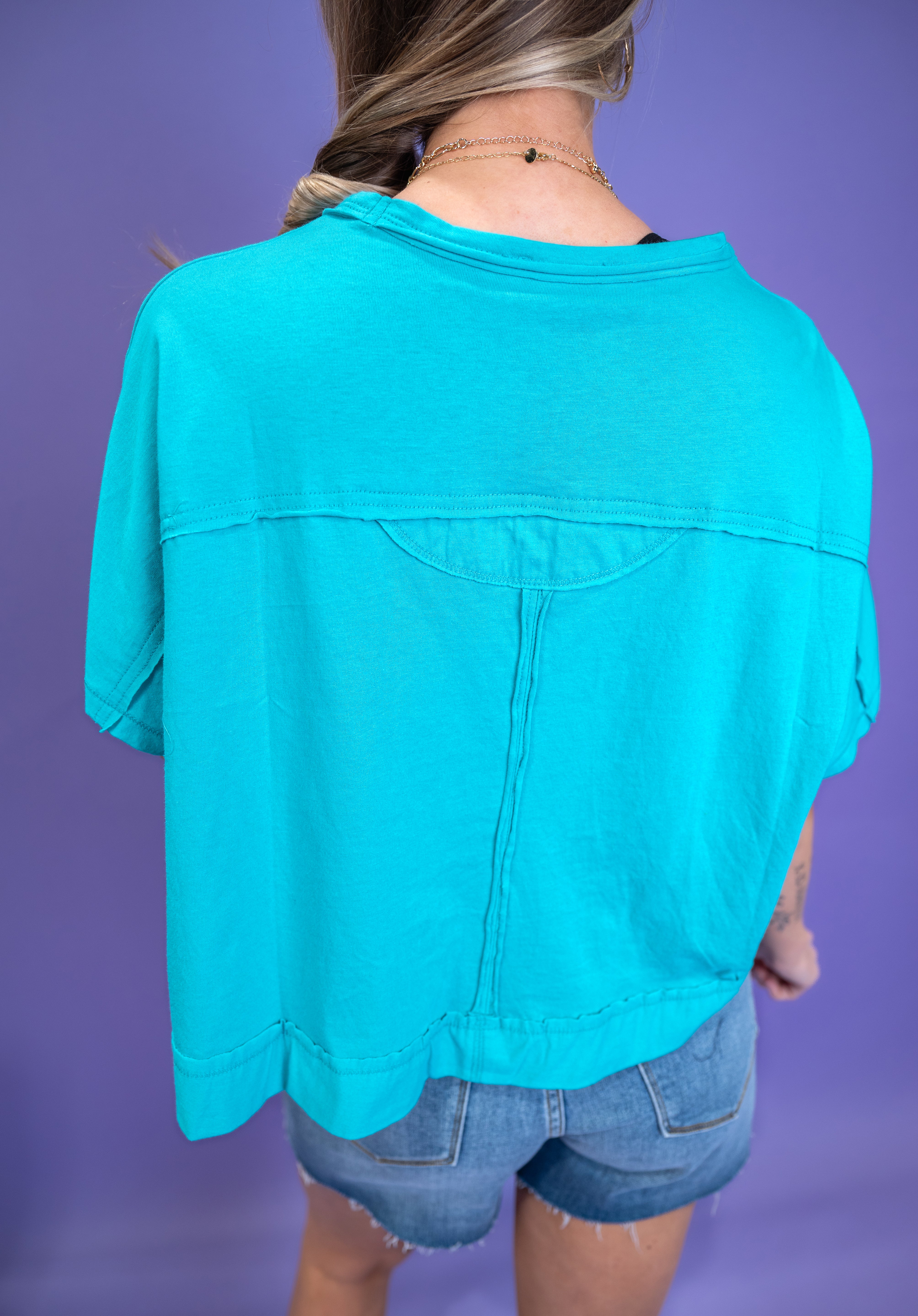 Street Seam Boxy Top - Turquoise