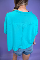 Street Seam Boxy Top - Turquoise