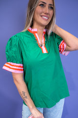 Stripe Dream Frill Top - Green