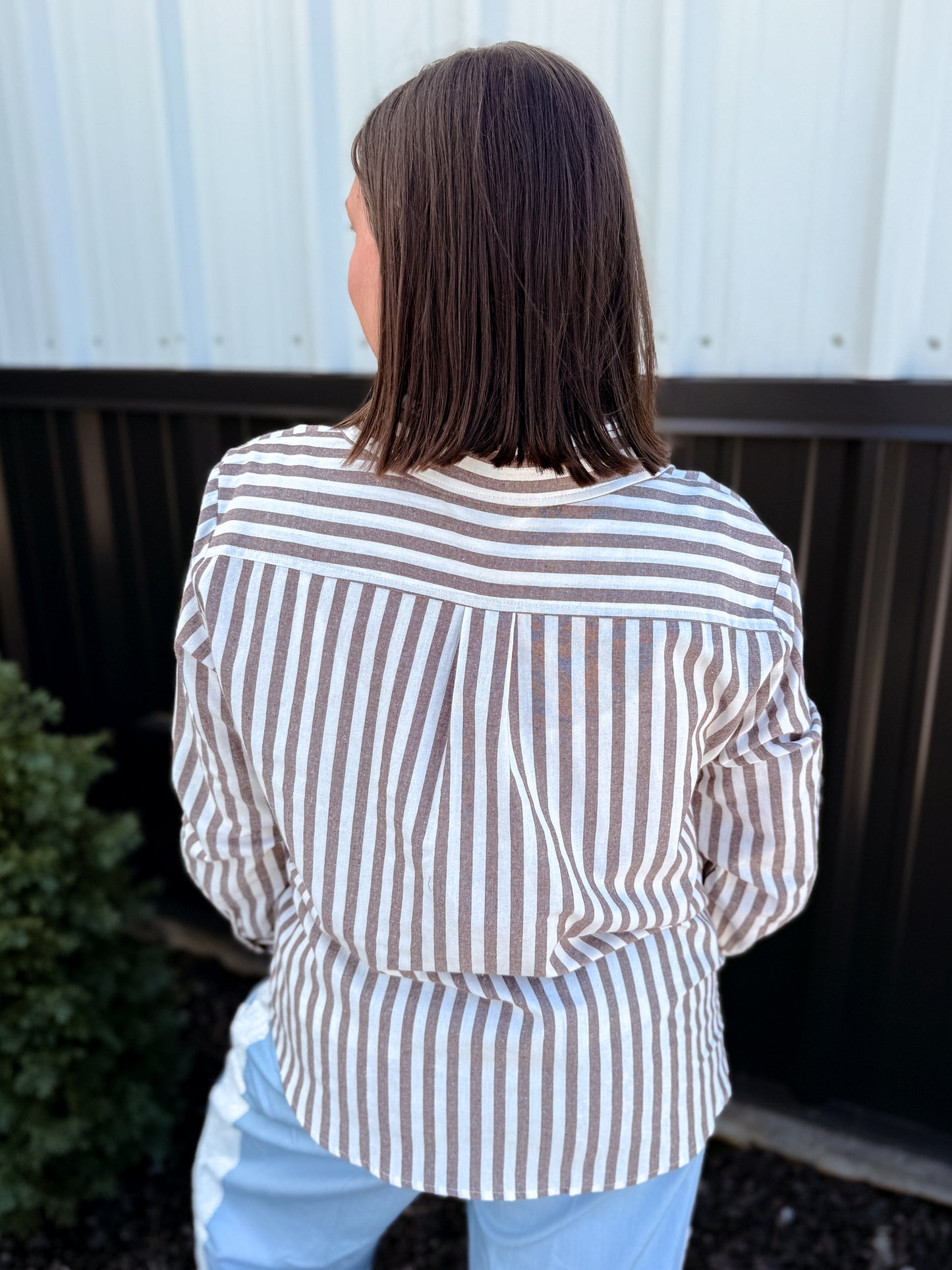 Striped Collared Shirt Top